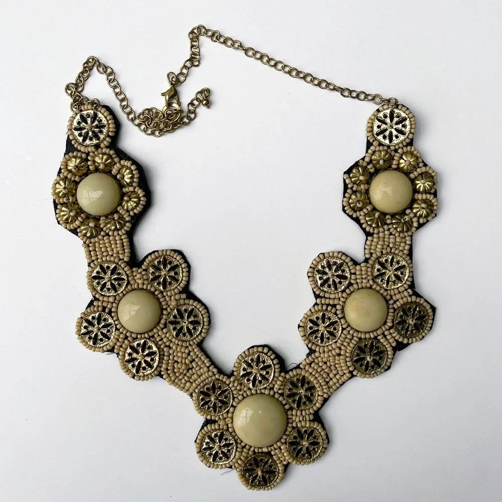 Francesca’s  Vintage Boho Artisan Hippy Beaded,-Copper Flower statement Necklace - Picture 3 of 5